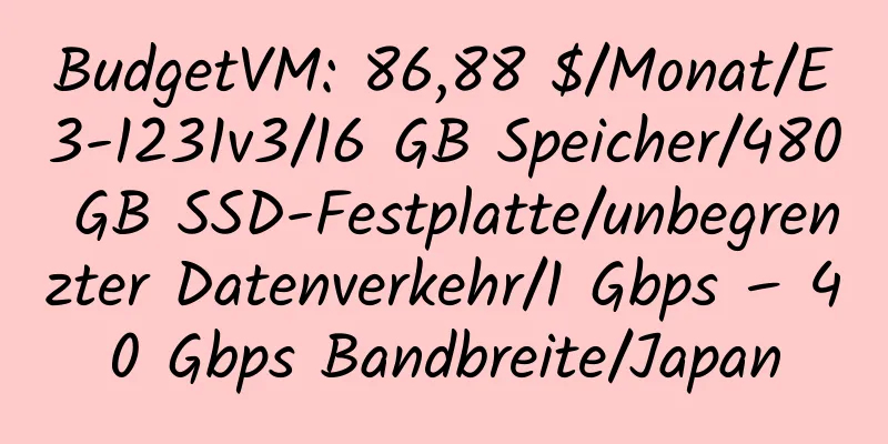 BudgetVM: 86,88 $/Monat/E3-1231v3/16 GB Speicher/480 GB SSD-Festplatte/unbegrenzter Datenverkehr/1 Gbps – 40 Gbps Bandbreite/Japan