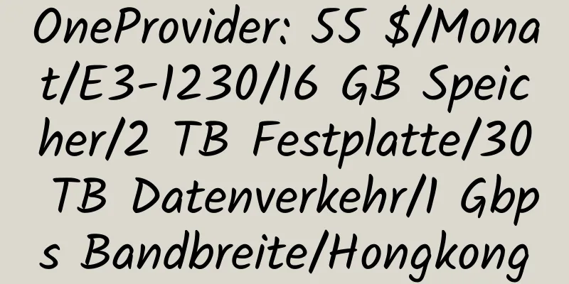 OneProvider: 55 $/Monat/E3-1230/16 GB Speicher/2 TB Festplatte/30 TB Datenverkehr/1 Gbps Bandbreite/Hongkong