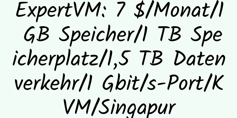 ExpertVM: 7 $/Monat/1 GB Speicher/1 TB Speicherplatz/1,5 TB Datenverkehr/1 Gbit/s-Port/KVM/Singapur