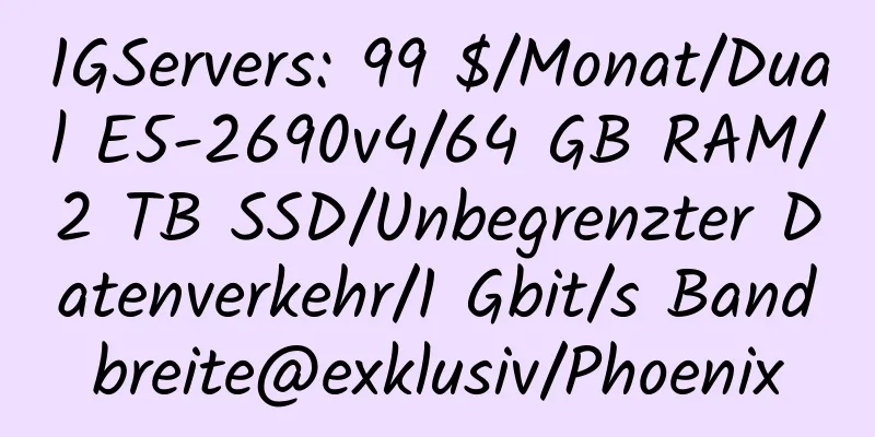 1GServers: 99 $/Monat/Dual E5-2690v4/64 GB RAM/2 TB SSD/Unbegrenzter Datenverkehr/1 Gbit/s Bandbreite@exklusiv/Phoenix