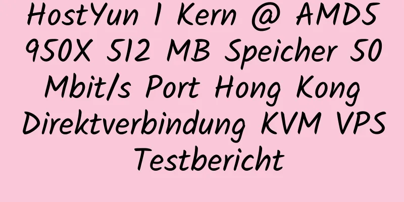 HostYun 1 Kern @ AMD5950X 512 MB Speicher 50 Mbit/s Port Hong Kong Direktverbindung KVM VPS Testbericht