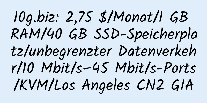 10g.biz: 2,75 $/Monat/1 GB RAM/40 GB SSD-Speicherplatz/unbegrenzter Datenverkehr/10 Mbit/s–45 Mbit/s-Ports/KVM/Los Angeles CN2 GIA