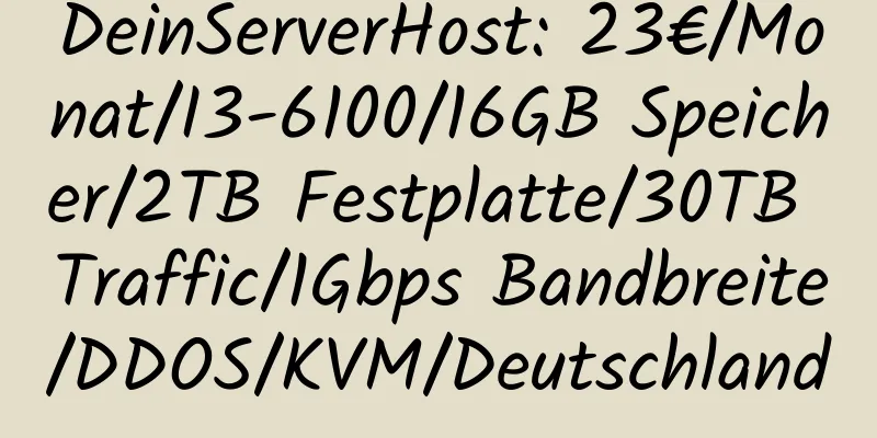 DeinServerHost: 23€/Monat/I3-6100/16GB Speicher/2TB Festplatte/30TB Traffic/1Gbps Bandbreite/DDOS/KVM/Deutschland