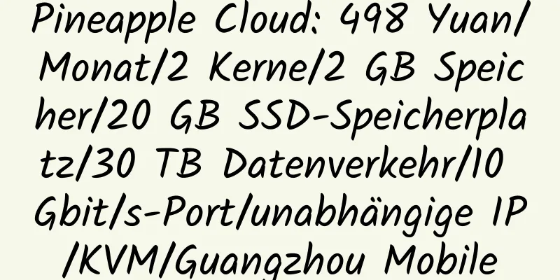 Pineapple Cloud: 498 Yuan/Monat/2 Kerne/2 GB Speicher/20 GB SSD-Speicherplatz/30 TB Datenverkehr/10 Gbit/s-Port/unabhängige IP/KVM/Guangzhou Mobile