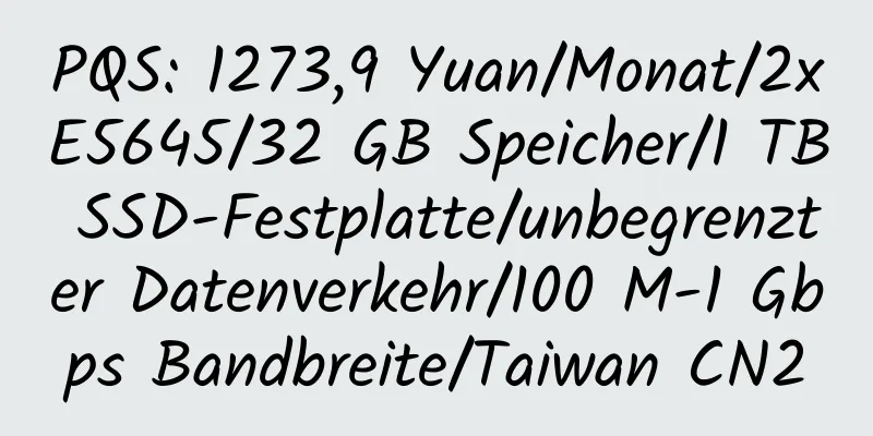 PQS: 1273,9 Yuan/Monat/2xE5645/32 GB Speicher/1 TB SSD-Festplatte/unbegrenzter Datenverkehr/100 M-1 Gbps Bandbreite/Taiwan CN2