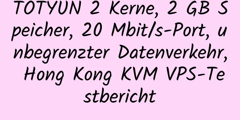 TOTYUN 2 Kerne, 2 GB Speicher, 20 Mbit/s-Port, unbegrenzter Datenverkehr, Hong Kong KVM VPS-Testbericht