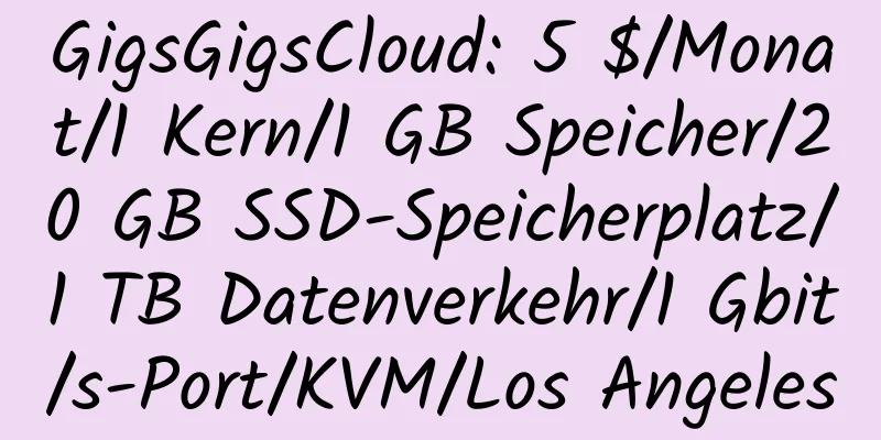 GigsGigsCloud: 5 $/Monat/1 Kern/1 GB Speicher/20 GB SSD-Speicherplatz/1 TB Datenverkehr/1 Gbit/s-Port/KVM/Los Angeles