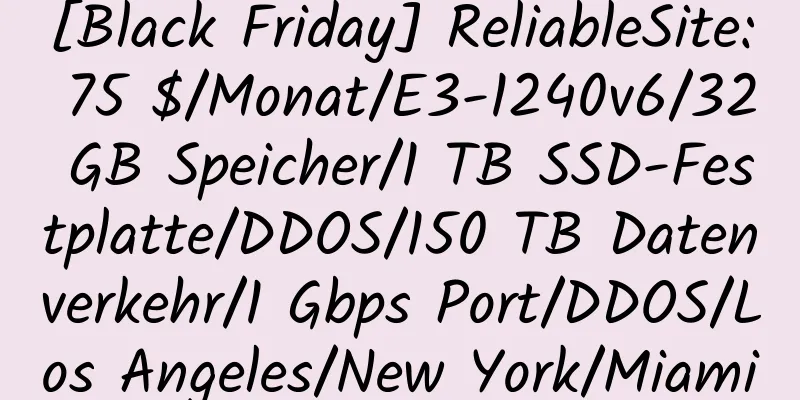 [Black Friday] ReliableSite: 75 $/Monat/E3-1240v6/32 GB Speicher/1 TB SSD-Festplatte/DDOS/150 TB Datenverkehr/1 Gbps Port/DDOS/Los Angeles/New York/Miami