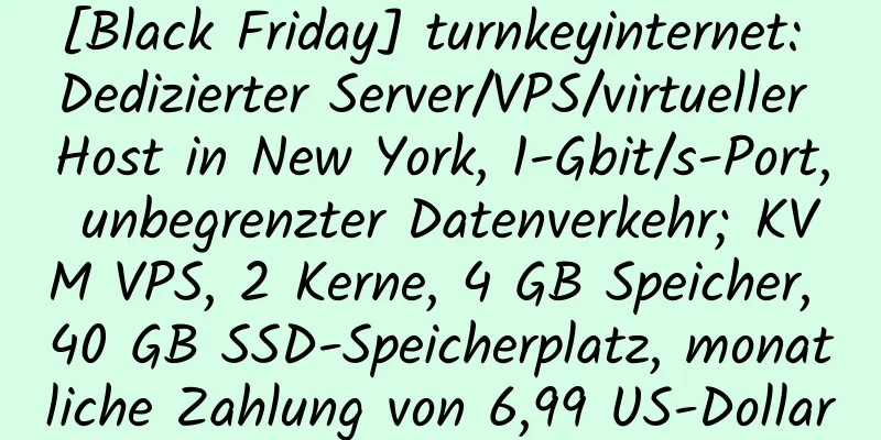 [Black Friday] turnkeyinternet: Dedizierter Server/VPS/virtueller Host in New York, 1-Gbit/s-Port, unbegrenzter Datenverkehr; KVM VPS, 2 Kerne, 4 GB Speicher, 40 GB SSD-Speicherplatz, monatliche Zahlung von 6,99 US-Dollar