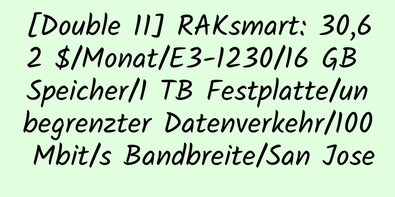 [Double 11] RAKsmart: 30,62 $/Monat/E3-1230/16 GB Speicher/1 TB Festplatte/unbegrenzter Datenverkehr/100 Mbit/s Bandbreite/San Jose