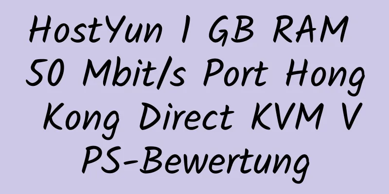 HostYun 1 GB RAM 50 Mbit/s Port Hong Kong Direct KVM VPS-Bewertung