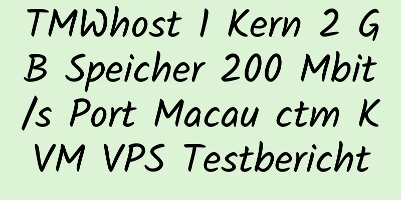 TMWhost 1 Kern 2 GB Speicher 200 Mbit/s Port Macau ctm KVM VPS Testbericht