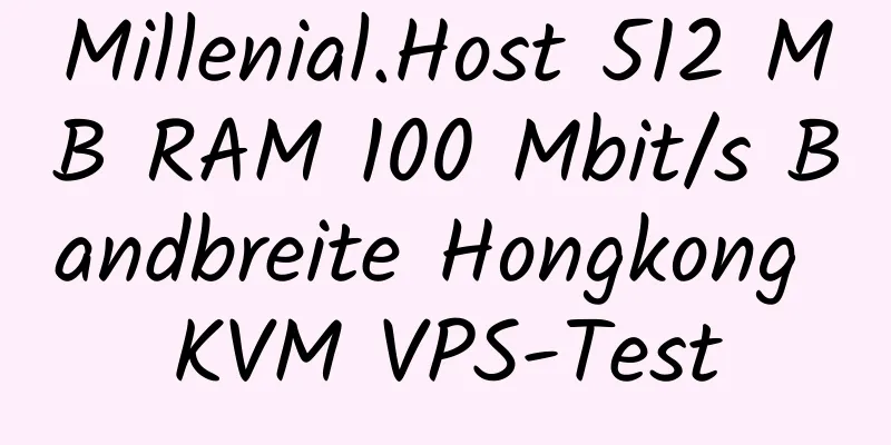 Millenial.Host 512 MB RAM 100 Mbit/s Bandbreite Hongkong KVM VPS-Test