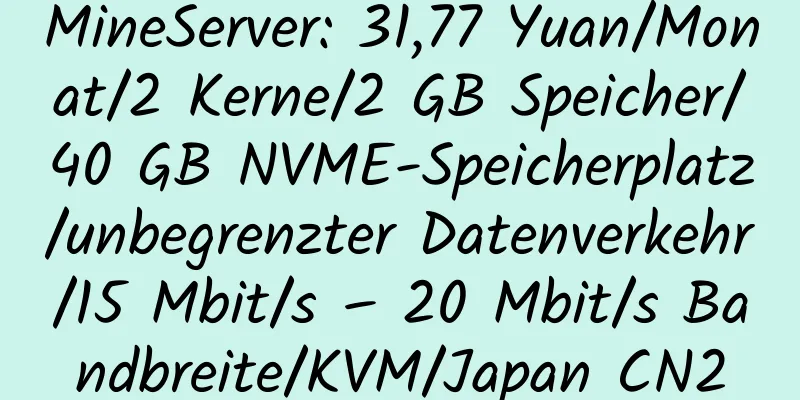 MineServer: 31,77 Yuan/Monat/2 Kerne/2 GB Speicher/40 GB NVME-Speicherplatz/unbegrenzter Datenverkehr/15 Mbit/s – 20 Mbit/s Bandbreite/KVM/Japan CN2