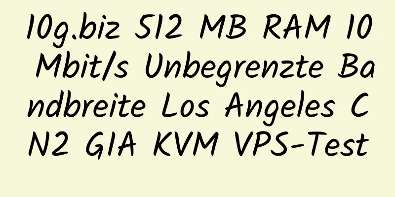 10g.biz 512 MB RAM 10 Mbit/s Unbegrenzte Bandbreite Los Angeles CN2 GIA KVM VPS-Test