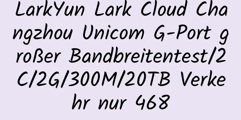 LarkYun Lark Cloud Changzhou Unicom G-Port großer Bandbreitentest/2C/2G/300M/20TB Verkehr nur 468