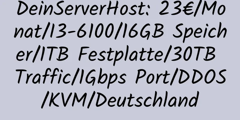 DeinServerHost: 23€/Monat/I3-6100/16GB Speicher/1TB Festplatte/30TB Traffic/1Gbps Port/DDOS/KVM/Deutschland