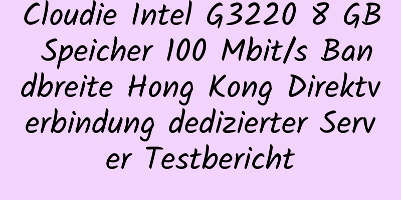 Cloudie Intel G3220 8 GB Speicher 100 Mbit/s Bandbreite Hong Kong Direktverbindung dedizierter Server Testbericht