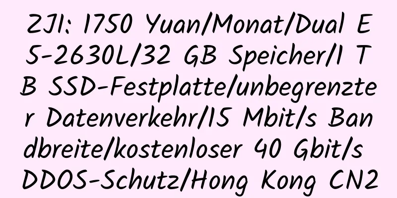 ZJI: 1750 Yuan/Monat/Dual E5-2630L/32 GB Speicher/1 TB SSD-Festplatte/unbegrenzter Datenverkehr/15 Mbit/s Bandbreite/kostenloser 40 Gbit/s DDOS-Schutz/Hong Kong CN2