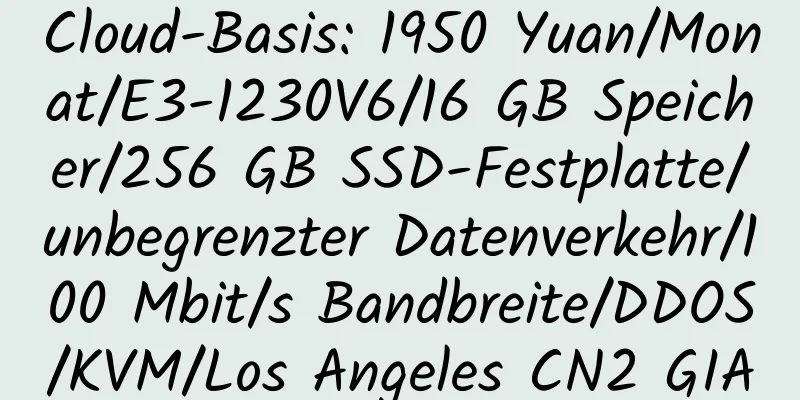 Cloud-Basis: 1950 Yuan/Monat/E3-1230V6/16 GB Speicher/256 GB SSD-Festplatte/unbegrenzter Datenverkehr/100 Mbit/s Bandbreite/DDOS/KVM/Los Angeles CN2 GIA