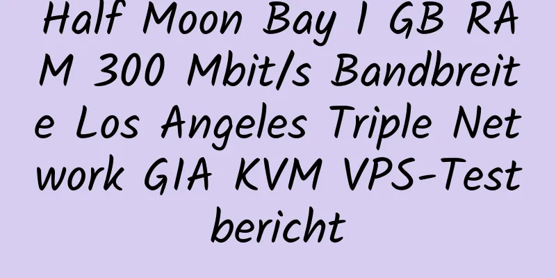 Half Moon Bay 1 GB RAM 300 Mbit/s Bandbreite Los Angeles Triple Network GIA KVM VPS-Testbericht