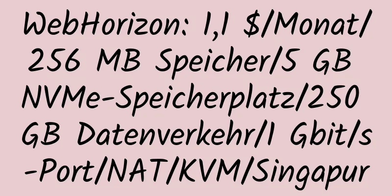 WebHorizon: 1,1 $/Monat/256 MB Speicher/5 GB NVMe-Speicherplatz/250 GB Datenverkehr/1 Gbit/s-Port/NAT/KVM/Singapur