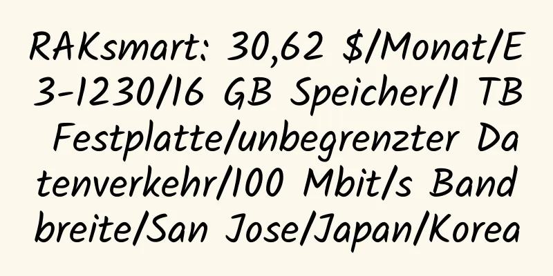 RAKsmart: 30,62 $/Monat/E3-1230/16 GB Speicher/1 TB Festplatte/unbegrenzter Datenverkehr/100 Mbit/s Bandbreite/San Jose/Japan/Korea