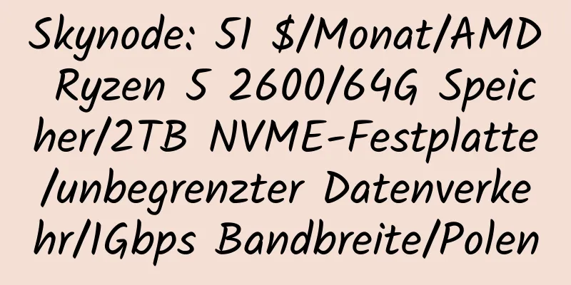 Skynode: 51 $/Monat/AMD Ryzen 5 2600/64G Speicher/2TB NVME-Festplatte/unbegrenzter Datenverkehr/1Gbps Bandbreite/Polen