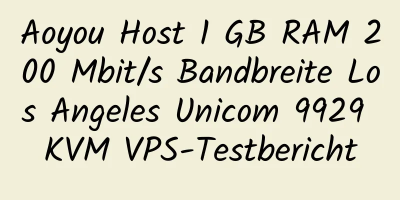 Aoyou Host 1 GB RAM 200 Mbit/s Bandbreite Los Angeles Unicom 9929 KVM VPS-Testbericht