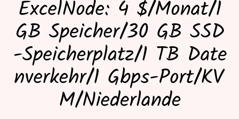 ExcelNode: 4 $/Monat/1 GB Speicher/30 GB SSD-Speicherplatz/1 TB Datenverkehr/1 Gbps-Port/KVM/Niederlande