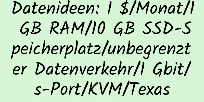 Datenideen: 1 $/Monat/1 GB RAM/10 GB SSD-Speicherplatz/unbegrenzter Datenverkehr/1 Gbit/s-Port/KVM/Texas