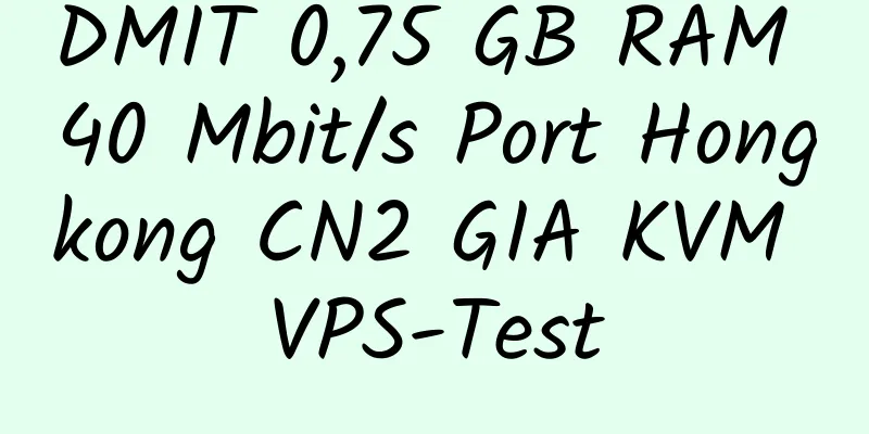 DMIT 0,75 GB RAM 40 Mbit/s Port Hongkong CN2 GIA KVM VPS-Test