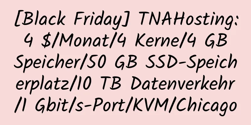 [Black Friday] TNAHosting: 4 $/Monat/4 Kerne/4 GB Speicher/50 GB SSD-Speicherplatz/10 TB Datenverkehr/1 Gbit/s-Port/KVM/Chicago