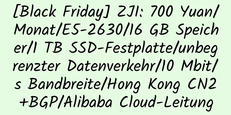 [Black Friday] ZJI: 700 Yuan/Monat/E5-2630/16 GB Speicher/1 TB SSD-Festplatte/unbegrenzter Datenverkehr/10 Mbit/s Bandbreite/Hong Kong CN2+BGP/Alibaba Cloud-Leitung