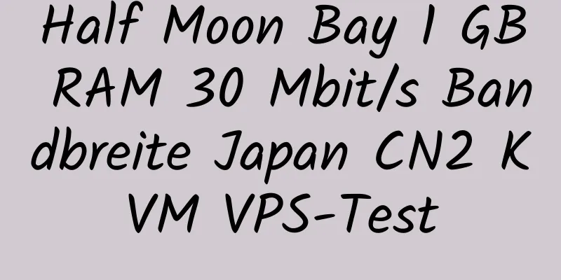 Half Moon Bay 1 GB RAM 30 Mbit/s Bandbreite Japan CN2 KVM VPS-Test