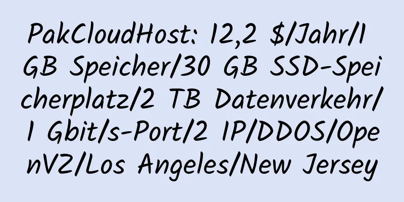 PakCloudHost: 12,2 $/Jahr/1 GB Speicher/30 GB SSD-Speicherplatz/2 TB Datenverkehr/1 Gbit/s-Port/2 IP/DDOS/OpenVZ/Los Angeles/New Jersey