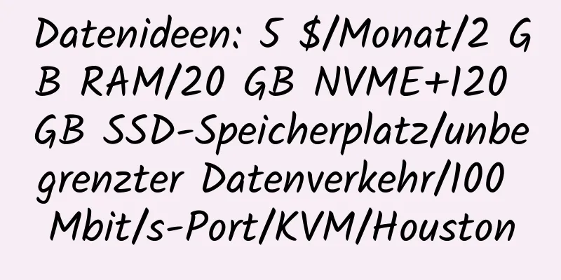 Datenideen: 5 $/Monat/2 GB RAM/20 GB NVME+120 GB SSD-Speicherplatz/unbegrenzter Datenverkehr/100 Mbit/s-Port/KVM/Houston