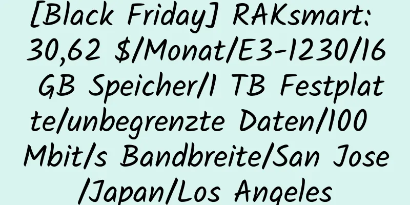 [Black Friday] RAKsmart: 30,62 $/Monat/E3-1230/16 GB Speicher/1 TB Festplatte/unbegrenzte Daten/100 Mbit/s Bandbreite/San Jose/Japan/Los Angeles