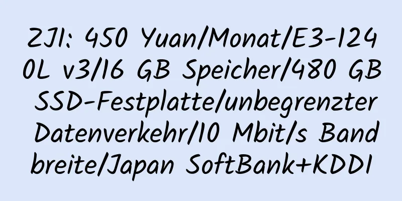 ZJI: 450 Yuan/Monat/E3-1240L v3/16 GB Speicher/480 GB SSD-Festplatte/unbegrenzter Datenverkehr/10 Mbit/s Bandbreite/Japan SoftBank+KDDI