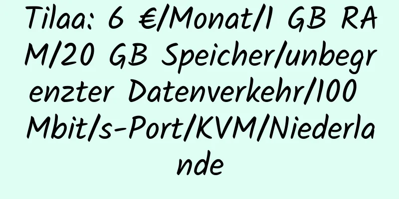 Tilaa: 6 €/Monat/1 GB RAM/20 GB Speicher/unbegrenzter Datenverkehr/100 Mbit/s-Port/KVM/Niederlande