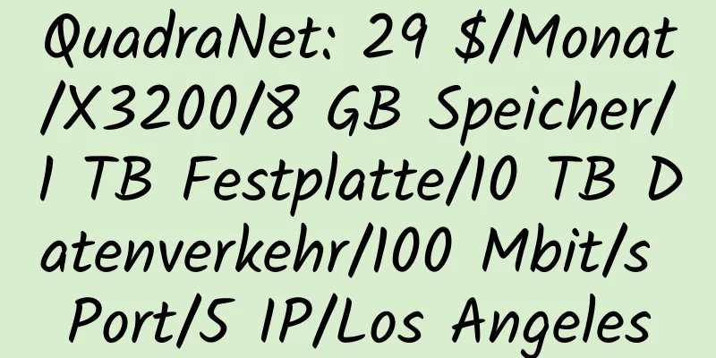 QuadraNet: 29 $/Monat/X3200/8 GB Speicher/1 TB Festplatte/10 TB Datenverkehr/100 Mbit/s Port/5 IP/Los Angeles