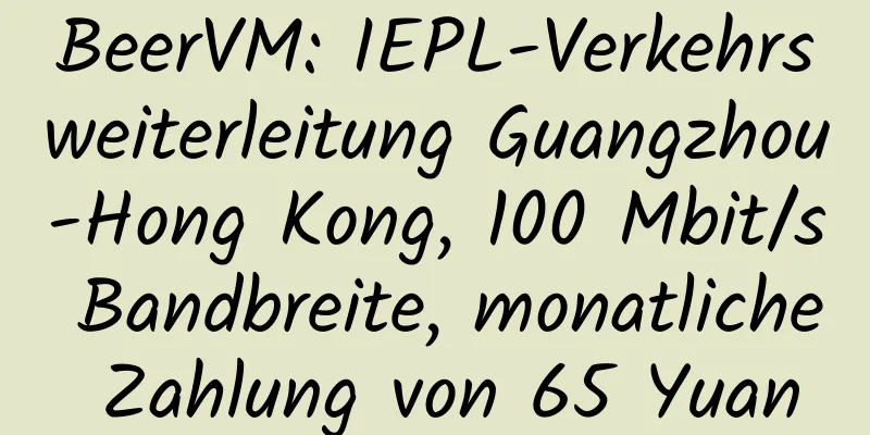 BeerVM: IEPL-Verkehrsweiterleitung Guangzhou-Hong Kong, 100 Mbit/s Bandbreite, monatliche Zahlung von 65 Yuan