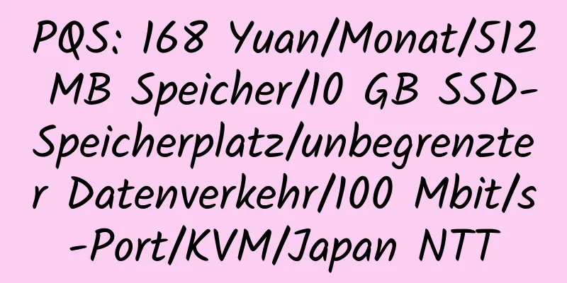 PQS: 168 Yuan/Monat/512 MB Speicher/10 GB SSD-Speicherplatz/unbegrenzter Datenverkehr/100 Mbit/s-Port/KVM/Japan NTT