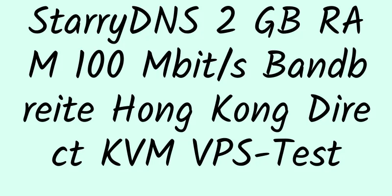 StarryDNS 2 GB RAM 100 Mbit/s Bandbreite Hong Kong Direct KVM VPS-Test