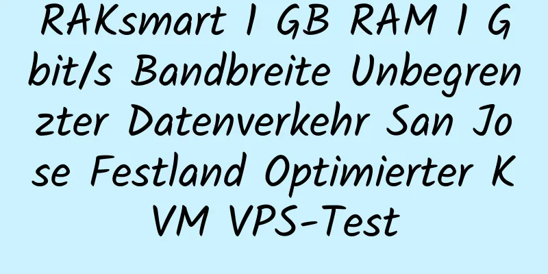 RAKsmart 1 GB RAM 1 Gbit/s Bandbreite Unbegrenzter Datenverkehr San Jose Festland Optimierter KVM VPS-Test