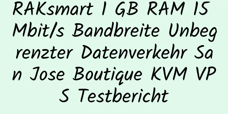 RAKsmart 1 GB RAM 15 Mbit/s Bandbreite Unbegrenzter Datenverkehr San Jose Boutique KVM VPS Testbericht