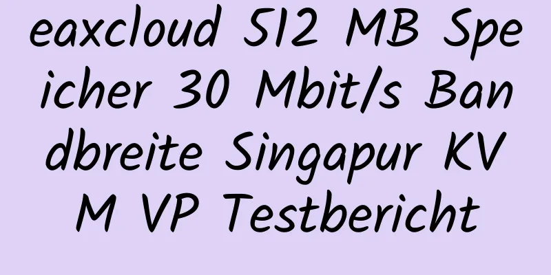 eaxcloud 512 MB Speicher 30 Mbit/s Bandbreite Singapur KVM VP Testbericht