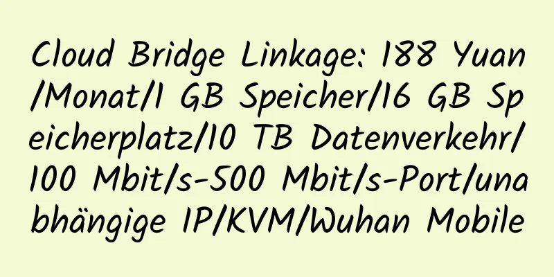 Cloud Bridge Linkage: 188 Yuan/Monat/1 GB Speicher/16 GB Speicherplatz/10 TB Datenverkehr/100 Mbit/s-500 Mbit/s-Port/unabhängige IP/KVM/Wuhan Mobile