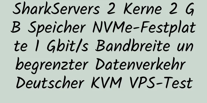 SharkServers 2 Kerne 2 GB Speicher NVMe-Festplatte 1 Gbit/s Bandbreite unbegrenzter Datenverkehr Deutscher KVM VPS-Test