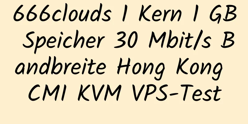 666clouds 1 Kern 1 GB Speicher 30 Mbit/s Bandbreite Hong Kong CMI KVM VPS-Test